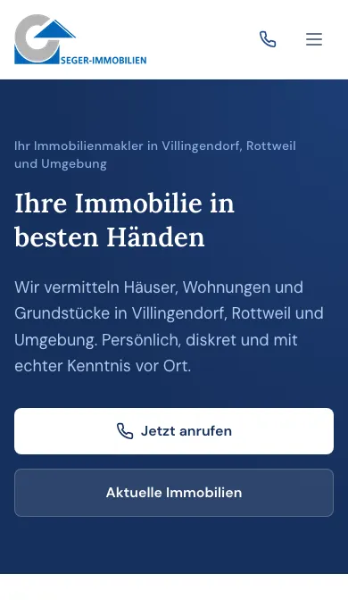 Dieselbe Website auf dem Smartphone